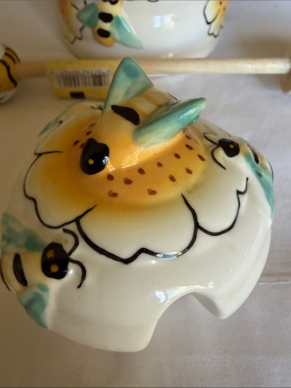 Ceramic Bee Honey Pot with Dipper - Picture 3 of 7